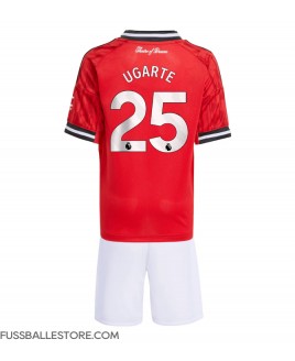 Günstige Manchester United Manuel Ugarte #25 Heimtrikotsatz Kinder 2025-26 Kurzarm (+ Kurze Hosen)